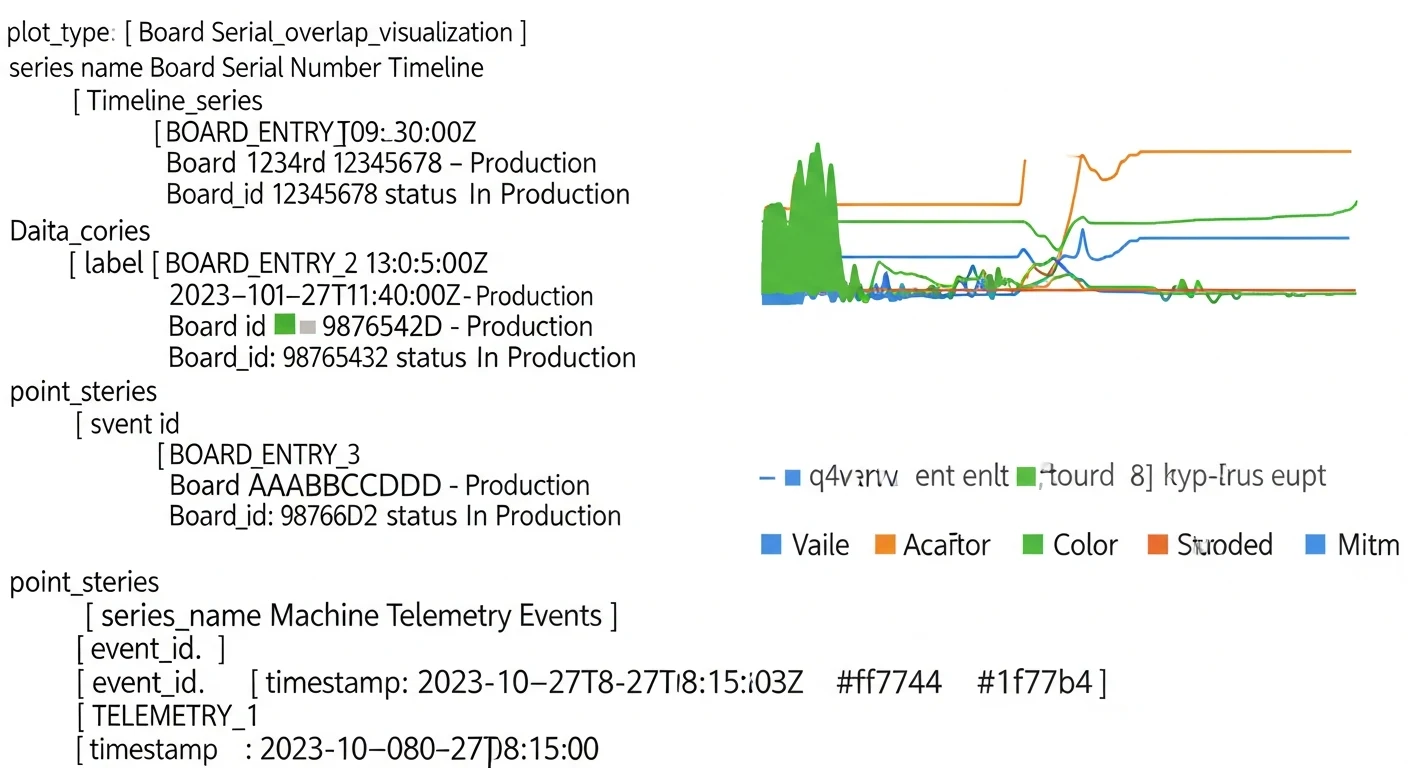 Time-window join linking board production windows to coincident machine telemetry events