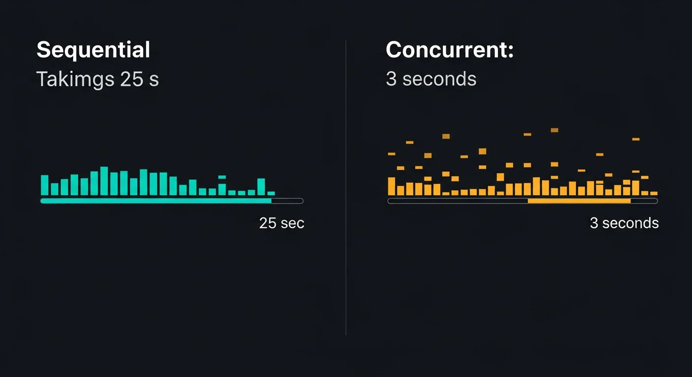 Async concurrent geometry fetching vs sequential for 500 components