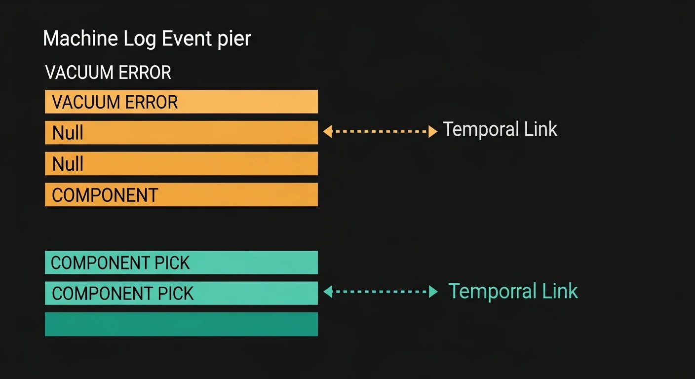 Machine log event pairs: VACUUM_ERROR with NULL component followed by COMPONENT_PICK with component ID